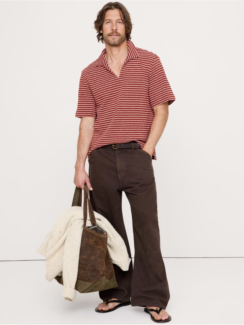 Banana Republic Red and White Striped Polo Shirt - Picture 2 of 4